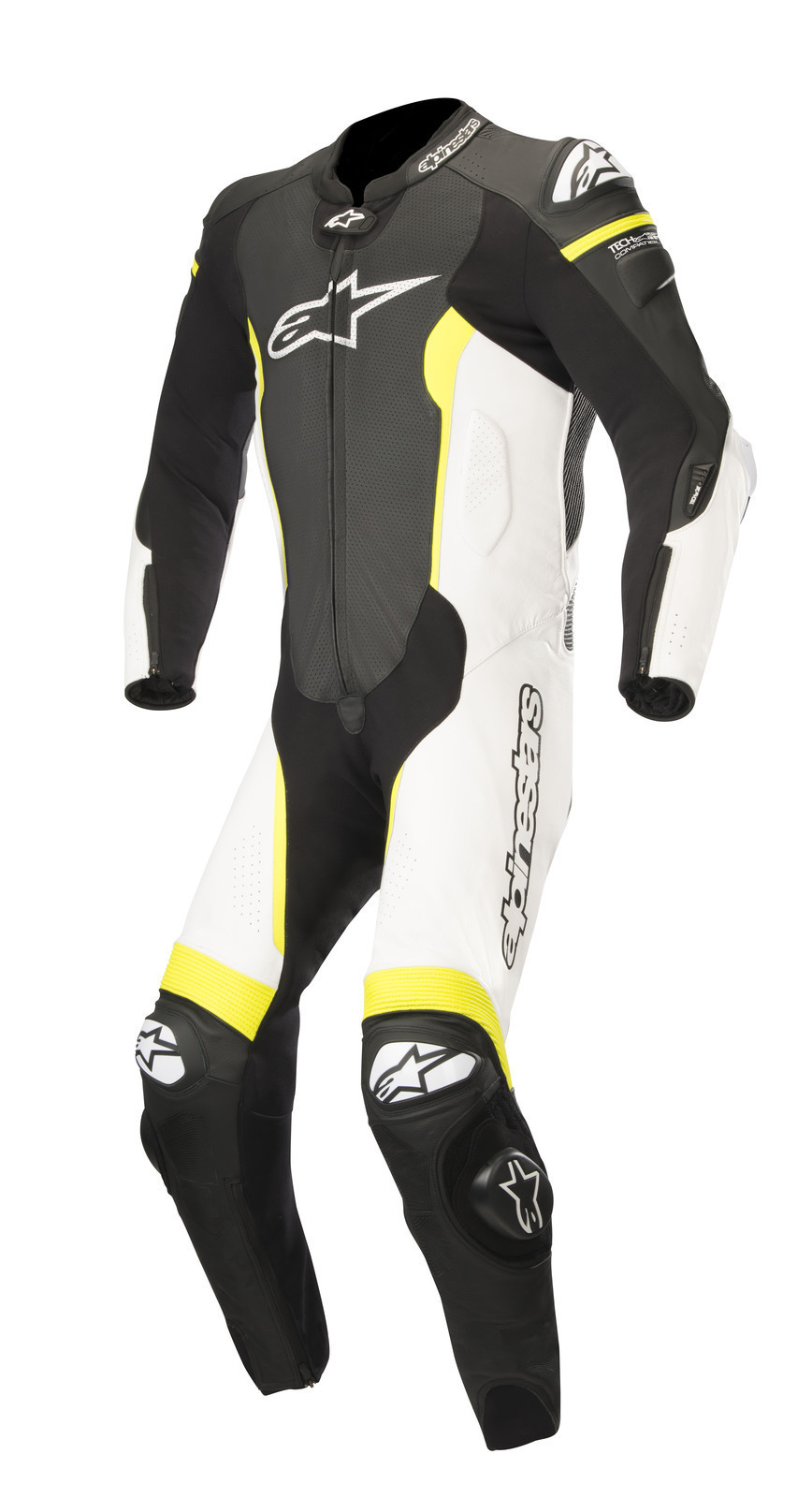 GP R V2 TECH-AIR Compatible Leather Jacket Black/White/Yellow Fluo |  Alpinestars - Moto24