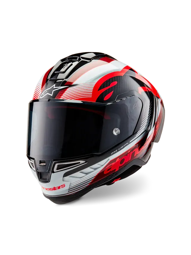 ALPINESTARS SUPERTECH SR10 TEAM BLACK CARBON RED WHITE GLOSS HELMET