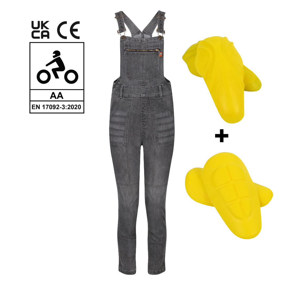 MotoGirl Daisy Dunagree Overalls Grey