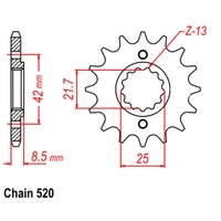 SUPERSPROX 520 PITCH FRONT SPROCKET KAWASAKI 