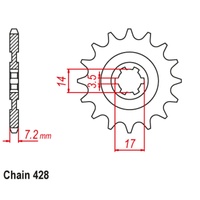 SUPERSPROX 428 PITCH FRONT SPROCKET KAWASAKI KLX140