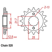 SUPERSPROX 520 PITCH FRONT SPROCKET KAWASAKI 