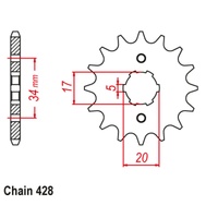 SUPERSPROX 428 PITCH FRONT SPROCKET HONDA CBR125