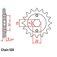 SUPERSPROX 520 PITCH FRONT SPROCKET YAMAHA 