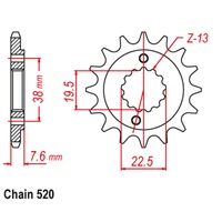 SUPERSPROX 520 PITCH FRONT SPROCKET SUZUKI LT Z400 K3-K6/KAWASAKI KX F400