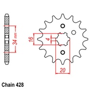 SUPERSPROX 428 PITCH FRONT SPROCKET HONDA/SUZUKI/YAMAHA 