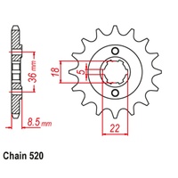 SUPERSPROX 520 PITCH FRONT SPROCKET YAMAHA 