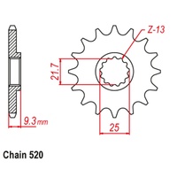 SUPERSPROX 520 PITCH FRONT SPROCKET KAWASAKI EX250 J 