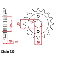 SUPERSPROX 520 PITCH FRONT SPROCKET CAGIVA 125 RS