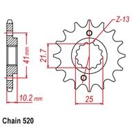 SUPERSPROX 520 PITCH FRONT SPROCKET APRILIA 650 PEGASO/YAMAHA XT 660 X/R 