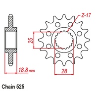 SUPERSPROX 525 PITCH FRONT SPROCKET BMW F800R 09-12 