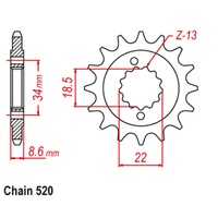 SUPERSPROX 520 PITCH FRONT SPROCKET KTM390 14-16 