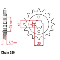 SUPERSPROX 520 PITCH FRONT SPROCKET KTM 125/200 DUKE 13-15