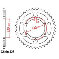 SUPERSPROX 428 PITCH KAWASAKI REAR SPROCKET 