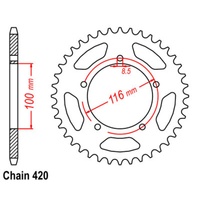 SUPERSPROX 420 PITCH KAWASAKI KX60/80 REAR SPROCKET 