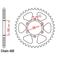 SUPERSPROX 428 PITCH KAWASAKI REAR SPROCKET
