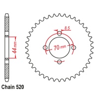 SUPERSPROX 520 PITCH KAWASAKI/SUZUKI REAR SPROCKET 