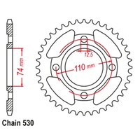 SUPERSPROX 530 PITCH YAMAHA REAR SPROCKET 