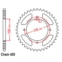 SUPERSPROX 420 PITCH KAWASAKI KX80/85/100 REAR SPROCKET 