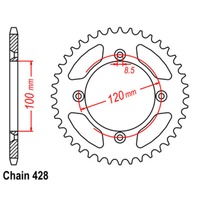 SUPERSPROX 428 PITCH SUZUKI/YAMAHA REAR SPROCKET 