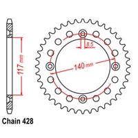 SUPERSPROX 428 PITCH YAMAHA REAR SPROCKET 