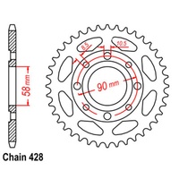 SUPERSPROX 428 PITCH HONDA REAR SPROCKET 