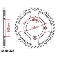 SUPERSPROX 428 PITCH KAWASAKI KLX140 REAR SPROCKET 