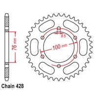 SUPERSPROX 428 PITCH YAMAHA YZF125R REAR SPROCKET 