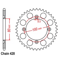 SUPERSPROX 428 PITCH HONDA XR100 REAR SPROCKET 