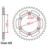 SUPERSPROX 428 PITCH HONDA CBR250 REAR SPROCKET 