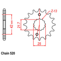 RK FRONT SPROCKET - STEEL 13T 520P D/D