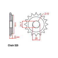 RK FRONT SPROCKET STEEL 13T 520 PITCH