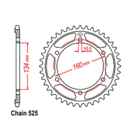 RK REAR SPROCKET STEEL 525 PITCH 40 TOOTH