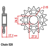 FRONT SPROCKET  - STEEL 14T 520P 41-D08-14
