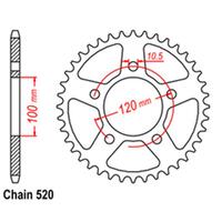 RK REAR SPROCKET STEEL 520 PITCH 44T