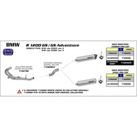 ARROW LINK PIPE - STAINLESS FOR MAXI RACE-TECH SILENCERS - BMW 1200 GS / GS ADVENTURE '06-09