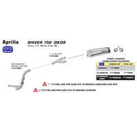 ARROW EXHAUST STAINLESS 2:1 CENTRAL MID-PIPE (NON CATALYZED) - APRILIA SHIVER 750 '08-09
