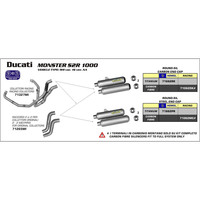 ARROW SILENCER SET - RACING ROUND - SILENCER TITANIUM WITH CARBON END CAP - DUCATI MONSTER 800 / 100
