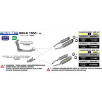 ARROW SILENCER SET - THUNDER TITANIUM WITH CARBON END CAP - SUZUKI GSX R 1000
