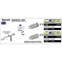 ARROW SILENCER SET - STREET THUNDER ALUMINIUM SILVER WITH CARBON END CAP - DUCATI MONSTER 696 & 796 