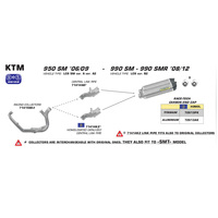 ARROW SILENCER SET - RACE-TECH ALUMINIUM SILVER WITH CARBON END CAP - KTM 950 SM & 990 SM / SMR
