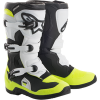 ALPINESTARS YOUTH TECH 3S V2  BLACK WHITE FLURO YELLOW