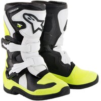 ALPINESTARS KIDS TECH 3S  BLACK WHITE FLURO YELLOW 