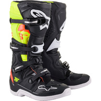 ALPINESTARS TECH 5 BOOTS BLACK FLURO RED FLURO YELLOW