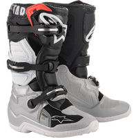 ALPINESTARS YOUTH TECH 7S BOOTS BLACK SILVER WHITE GOLD 