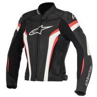 ALPINESTARS STELLA GP PLUS R v2 LEATHER JACKET BLACK WHITE RED