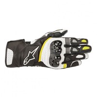 ALPINESTARS SP-2 V2 LEATHER GLOVES BLACK WHITE FLURO YELLOW