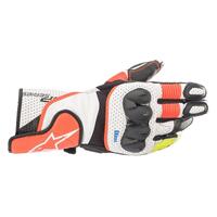 ALPINESTARS SP-2 V3 LEATHER GLOVE WHITE BLACK FLURO