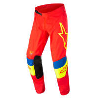 ALPINESTARS 2022 TECHSTAR QUADRO PANTS RED YELLOW FLURO BLUE