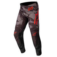 ALPINESTARS 2022 YOUTH RACER TACTICAL PANTS BLACK GREY CAMO FLURO RED